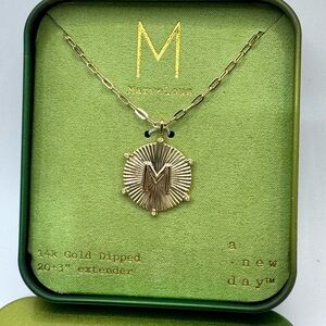 A New Day 14k Gold Dipped Sunburst Letter “M” Pendant Necklace.